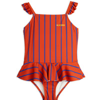 Mini Rodini Red Vertical Stripe Skirt Swimsuit
