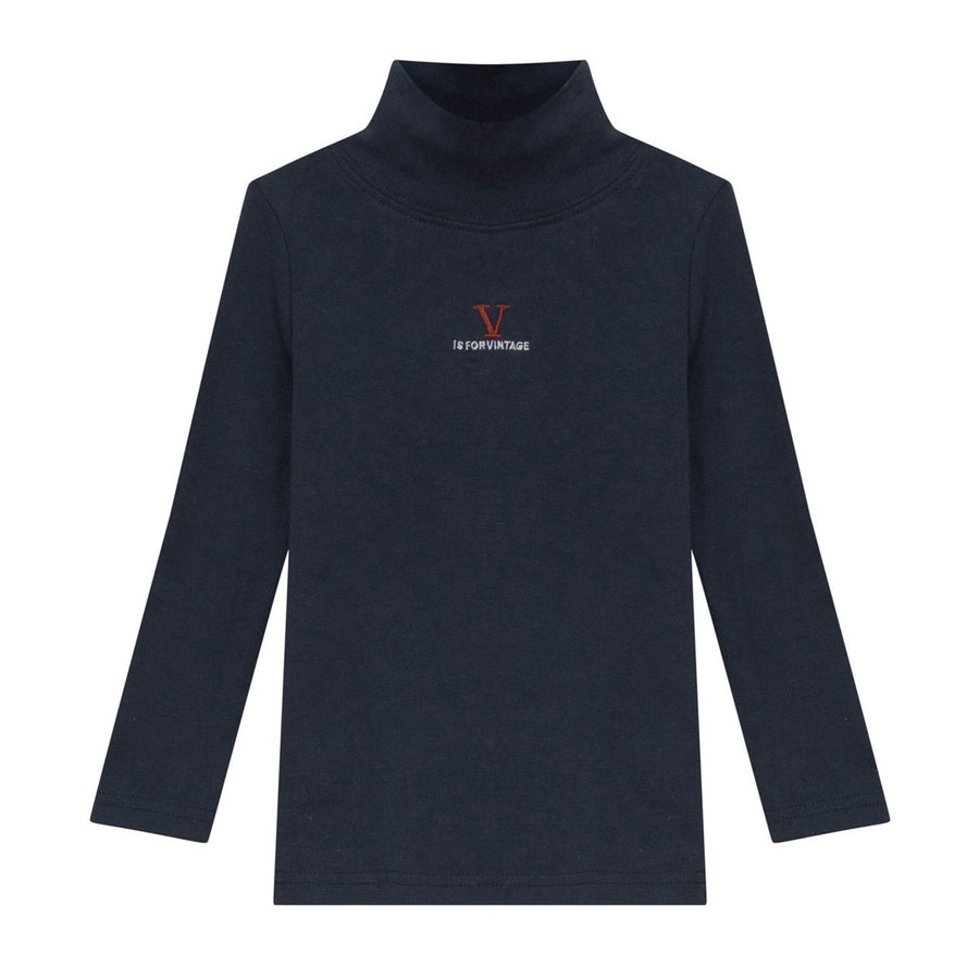 Calla Lili Navy Mock Neck