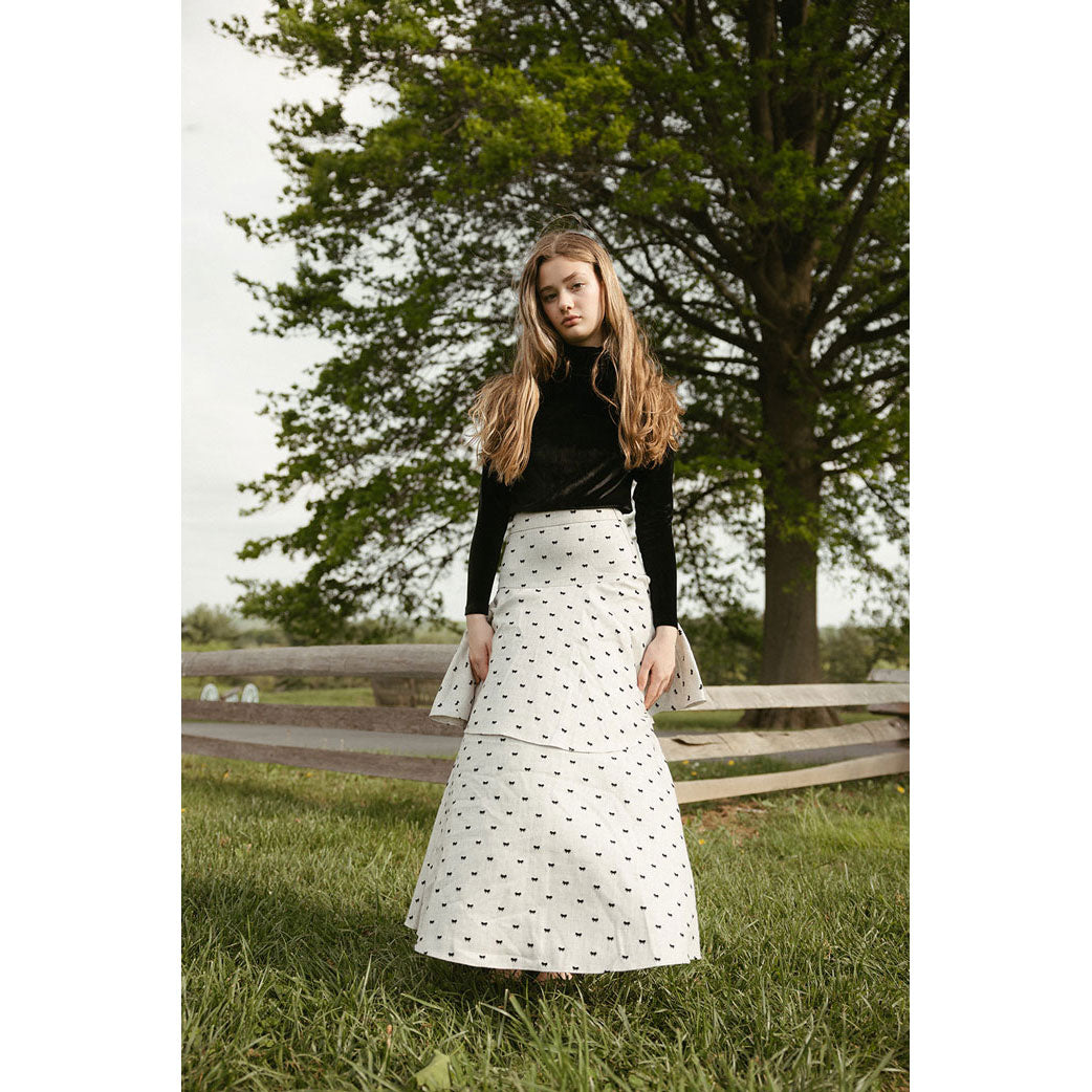 Ava and Lu Light Grey Bows Dropwaiste Skirt
