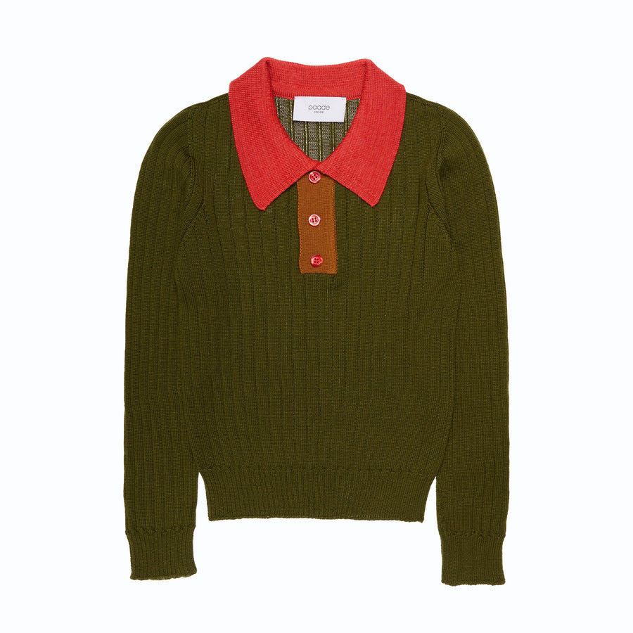 Paade Mode Green Seamless Polo Shirt