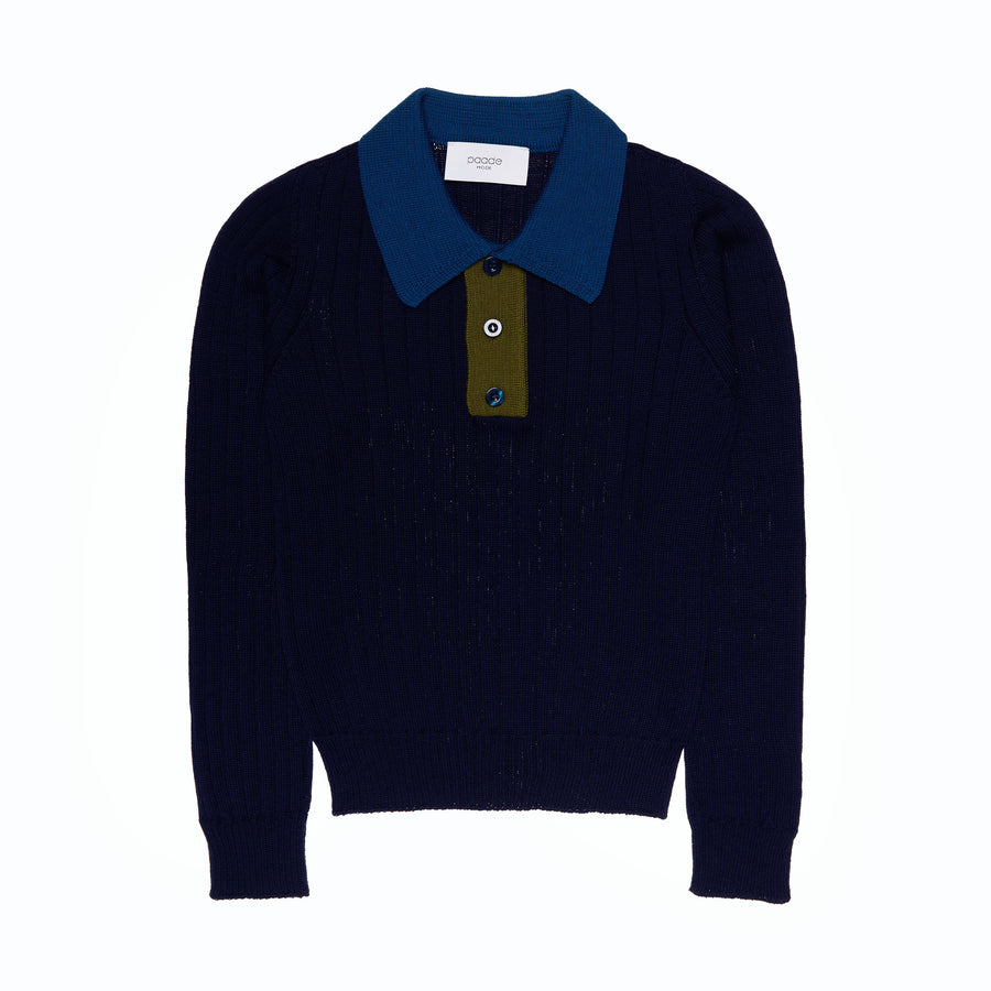Paade Mode Blue Seamless Polo Shirt