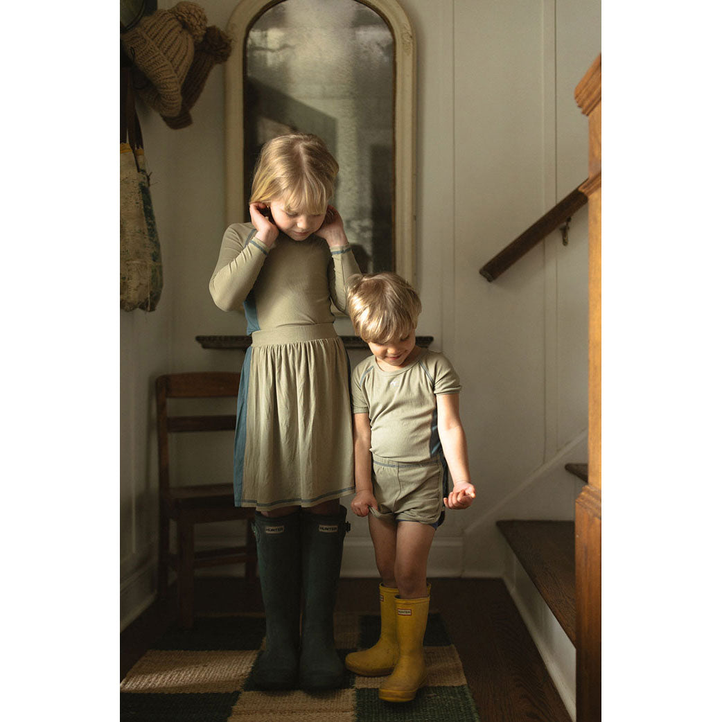 L by Ladida Olive + Slate Girl Contrast Skirt