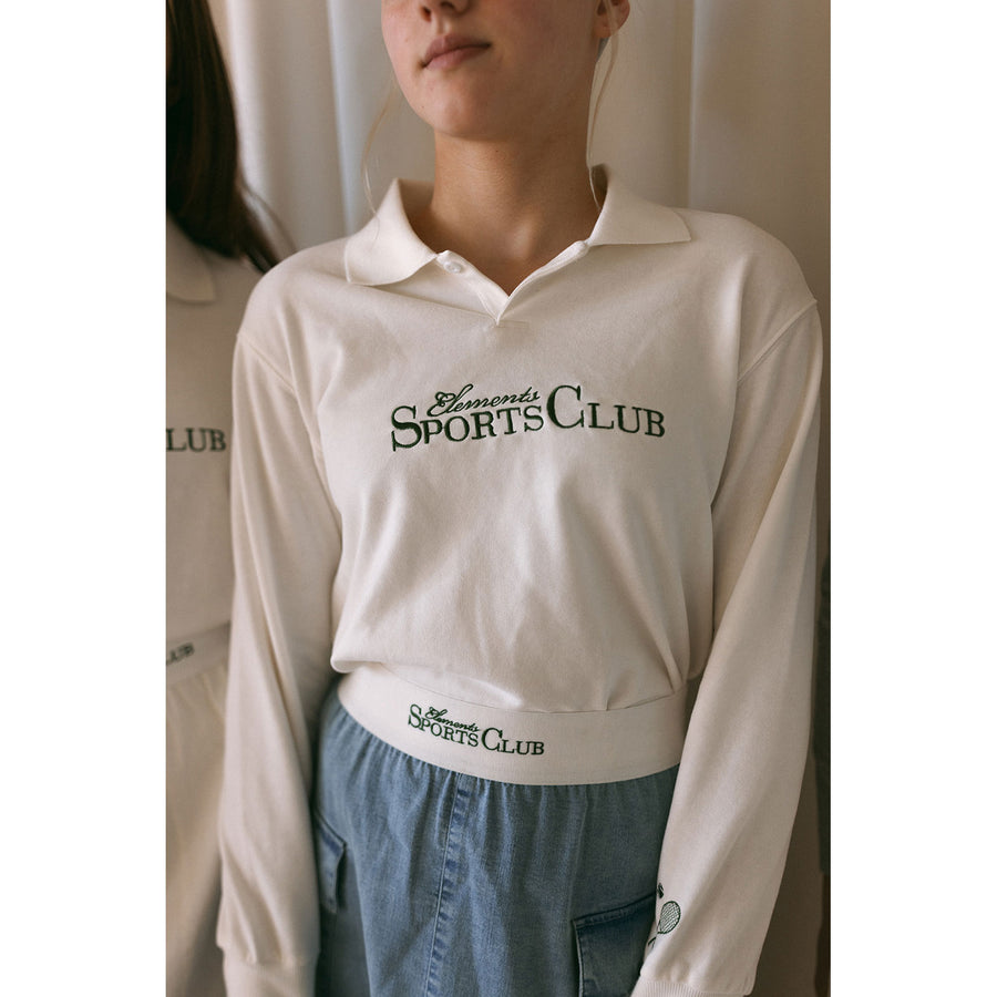 Elements White Sports Club Polo Sweatshirt