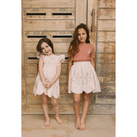 1984 Cream Rose Embroidred Scalloped Skirt
