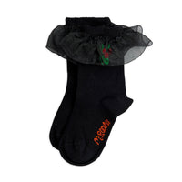 Mini Rodini Lingonberry Embroidered Frill Socks
