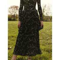 Ava and Lu Black Floral Buds Turtleneck