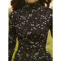 Ava and Lu Black Floral Buds Turtleneck