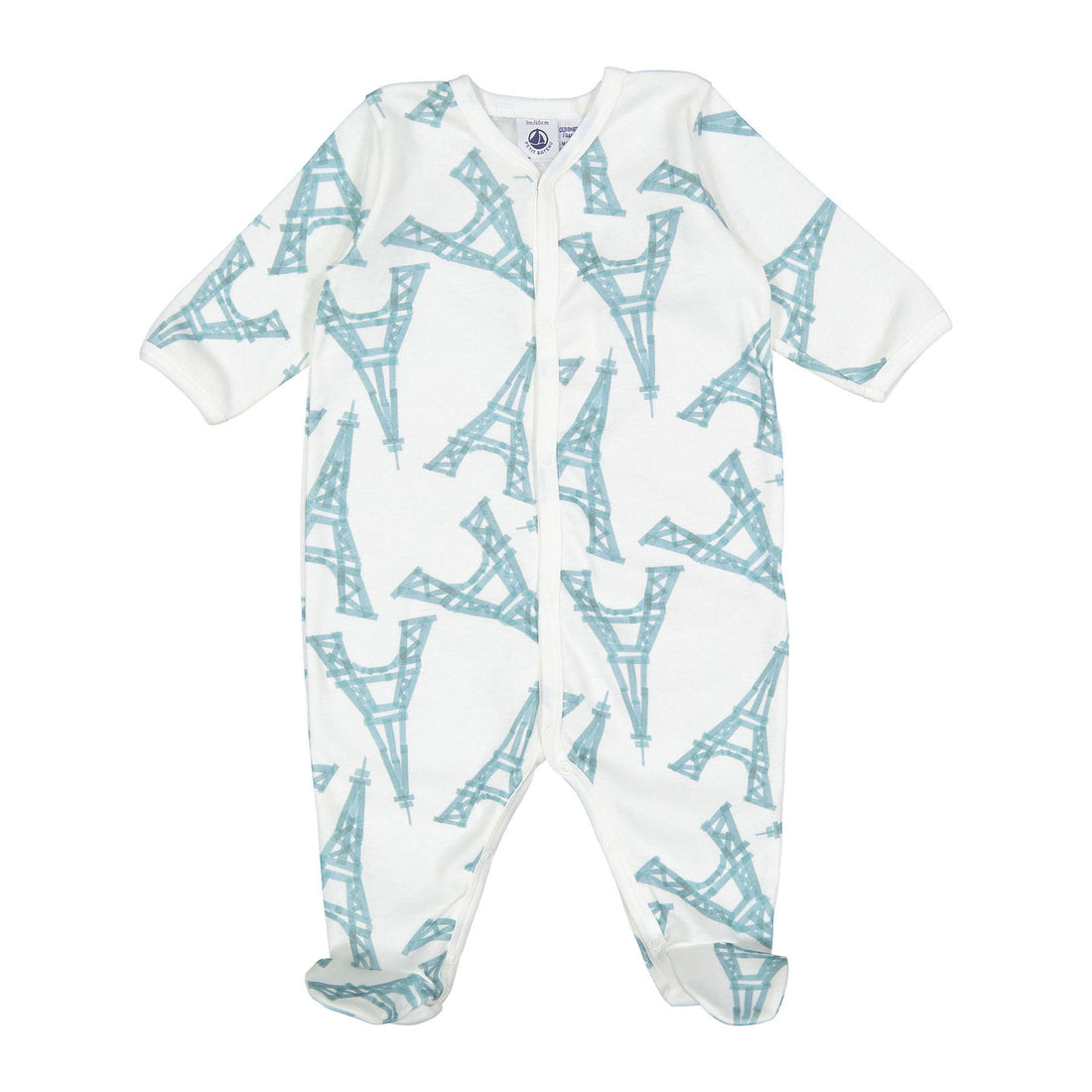 Petit Bateau White Blue Eiffle Tower Footie