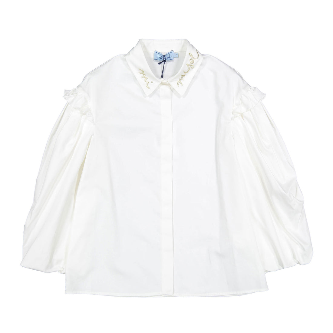 Mimisol Cream Gold Puff Sleeve Shirt