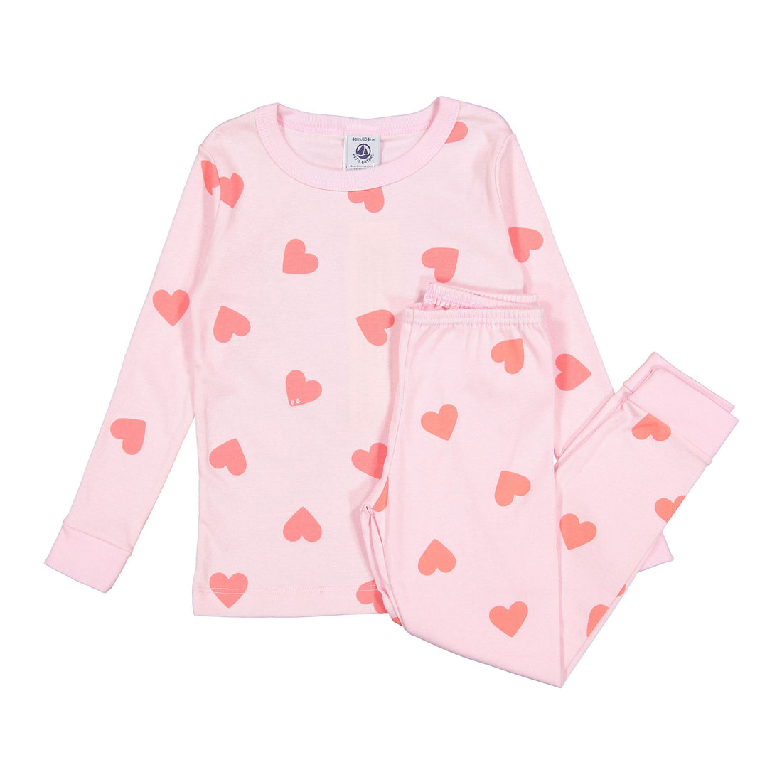 Petit Bateau Pink Heart Print Pajamas