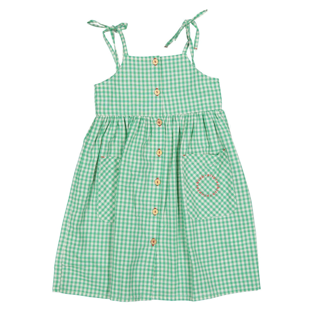Piupiuchick Green/Ecru Checkered Long Dress