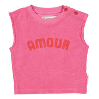 Piupiuchick Pink "Amour" Print Baby Top