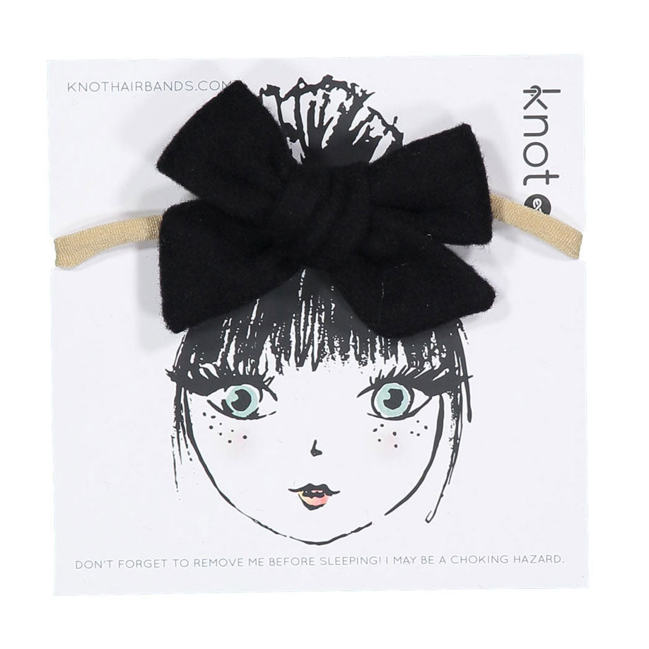 Knot Hairbands  Black Woolly Mini Bow Band