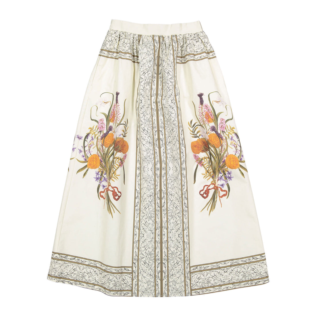 A4 Floral Border Print Skirt