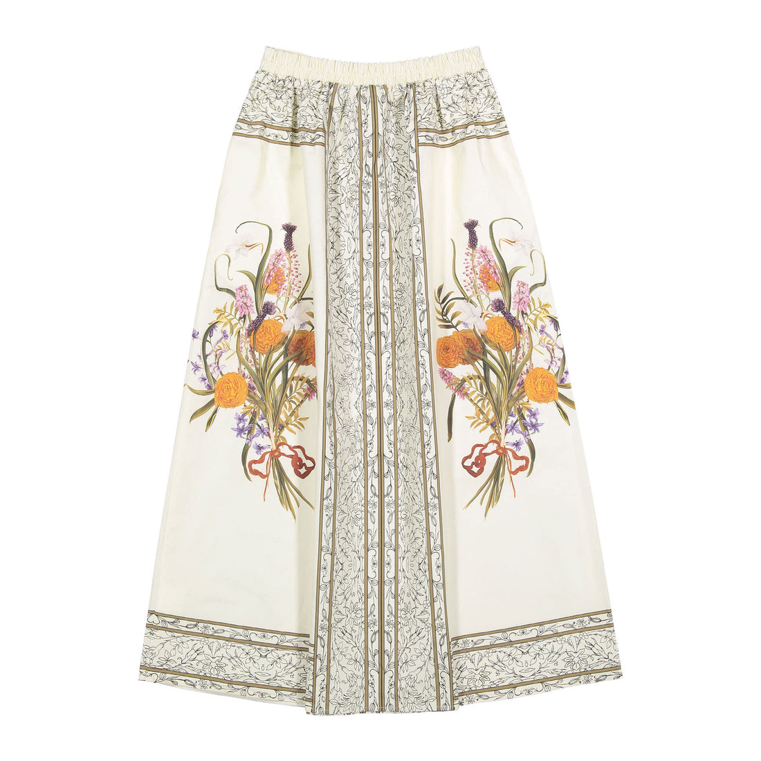 A4 Floral Border Print Skirt