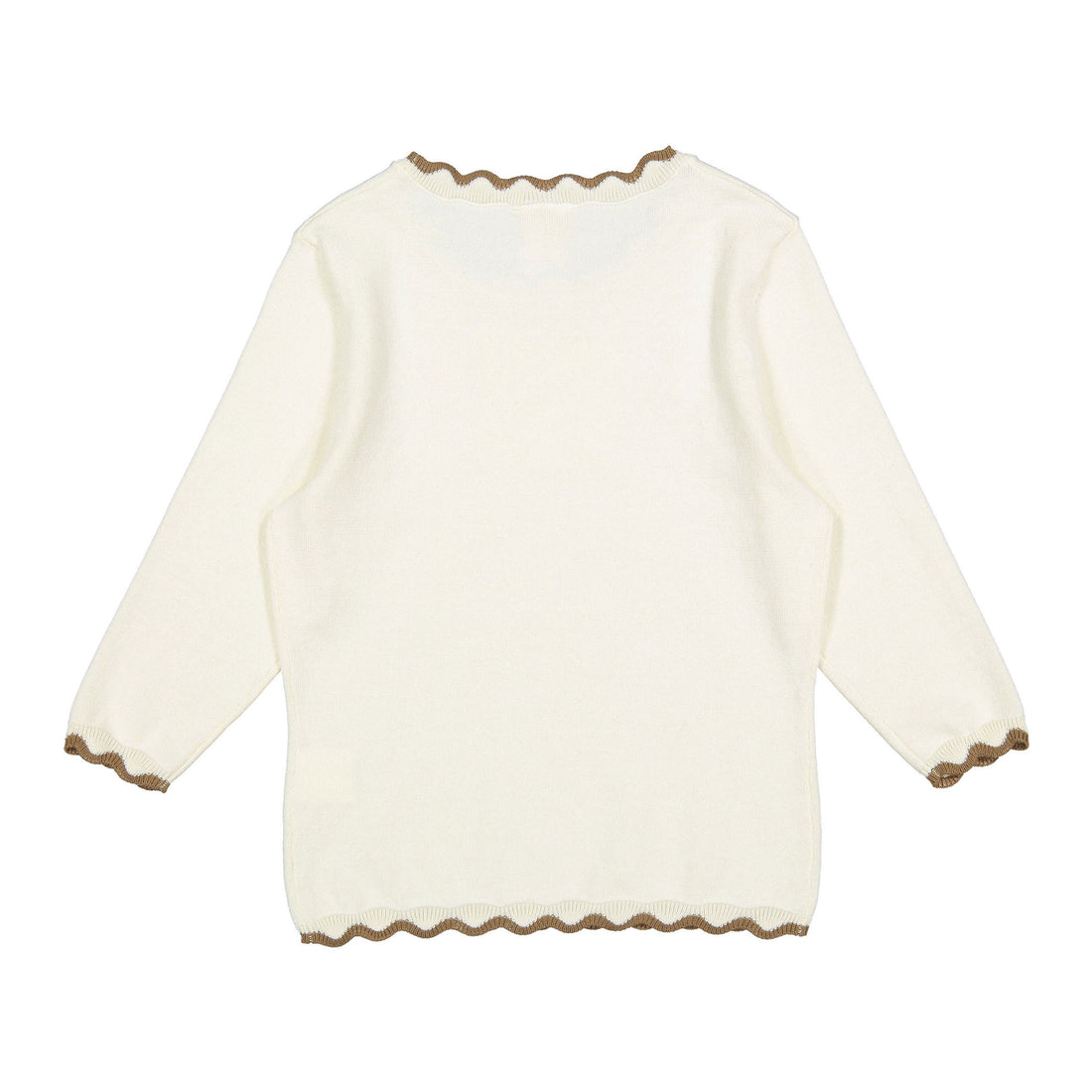 A4 Cream/ Brown Scallop Trim  Sweater