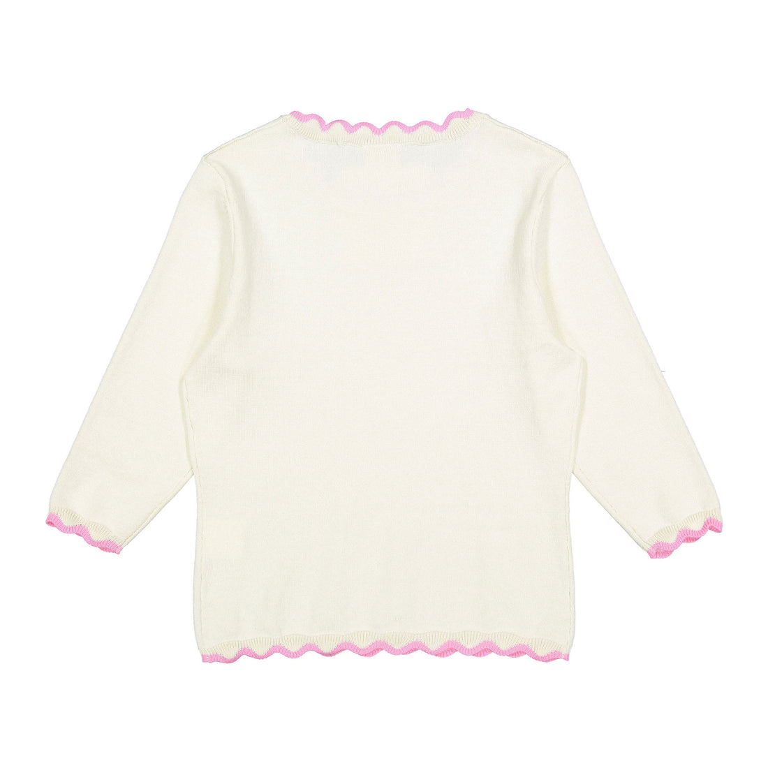 A4 Cream/ Pink Scallop Trim  Sweater