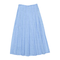 Ava and Lu Blue Eyelet Pleated Skirt