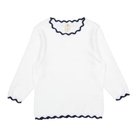 Ava and Lu Navy Scallop Trim Sweater