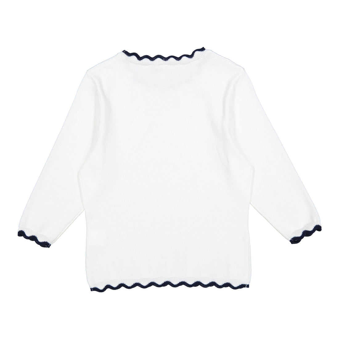 Ava and Lu Navy Scallop Trim Sweater
