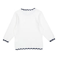 Ava and Lu Navy Scallop Trim Sweater