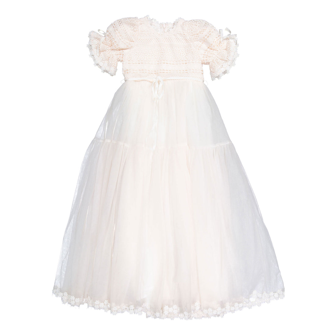 Petite Amalie  Ice Pink Daisy Chain Lace Bodice Tulle Dress