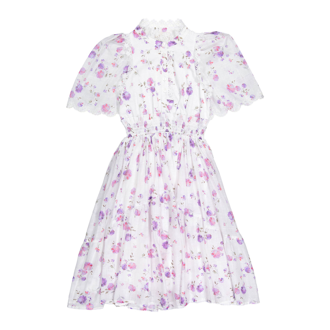 Petite Amalie  Lilac Floral Shirred Waist Dress