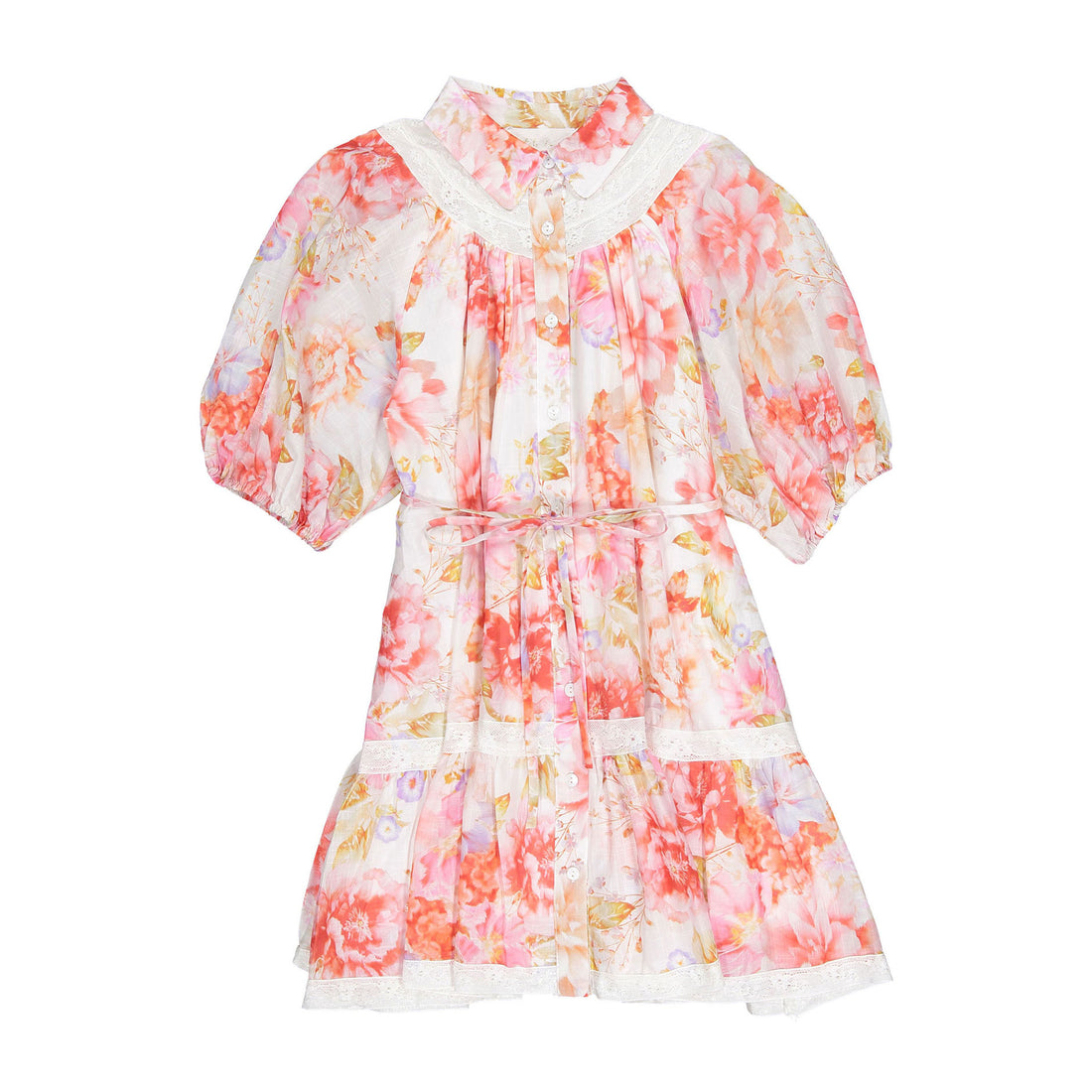Petite Amalie  Delicate Bouquet Broderie Hem Dress