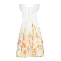 Petite Amalie  Lemon Floral Border Print Linen Dress