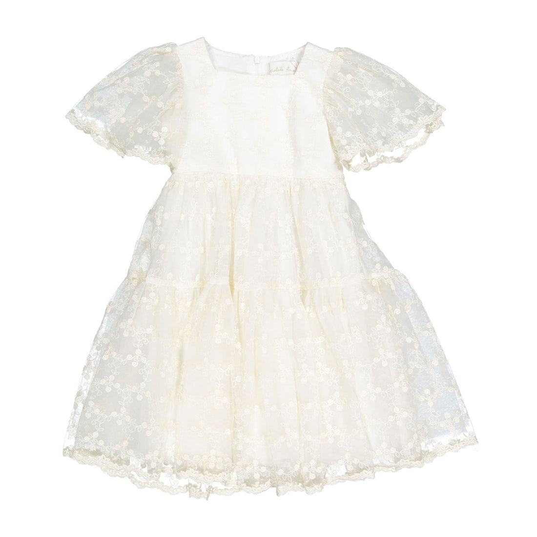 Petite Amalie Ivory Trellis Embroidered Organza Dress – Ladida