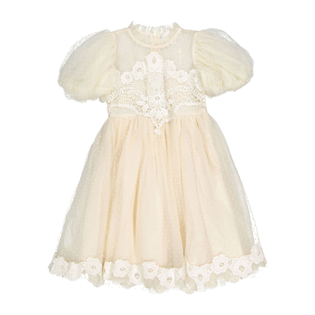 Petite Amalie  Vanilla Vintage Applique Bodice Tulle Dress
