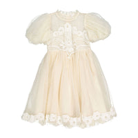 Petite Amalie  Vanilla Vintage Applique Bodice Tulle Dress