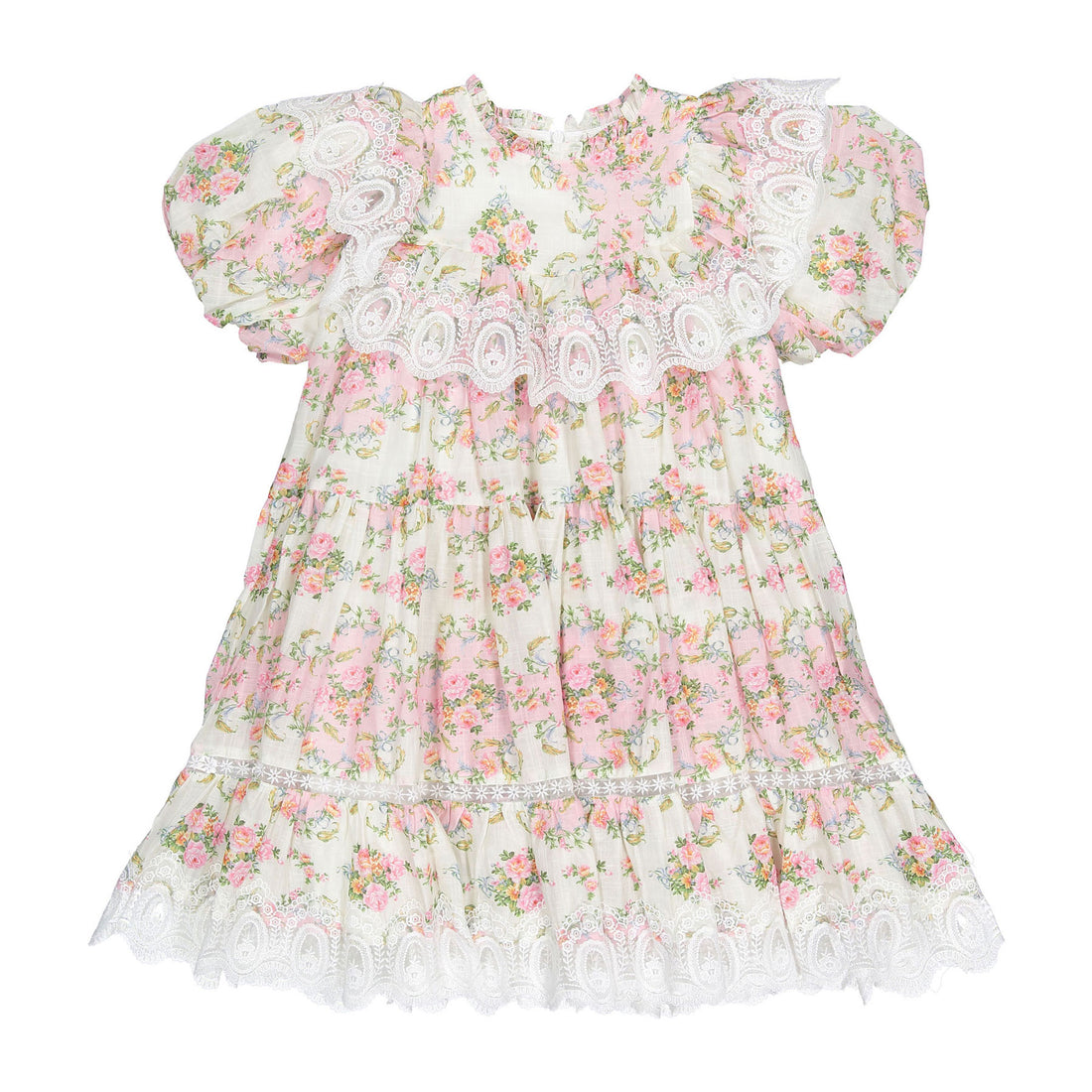 Petite Amalie  Vintage Wallpaper Lace Ruffle Dress