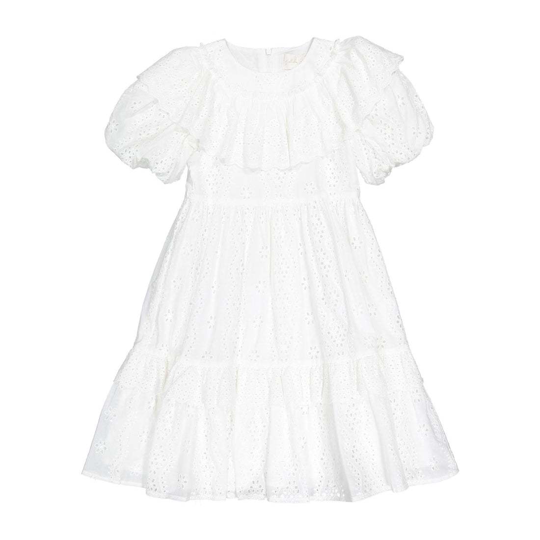 Petite Amalie  White Broderie Ruffle Dress