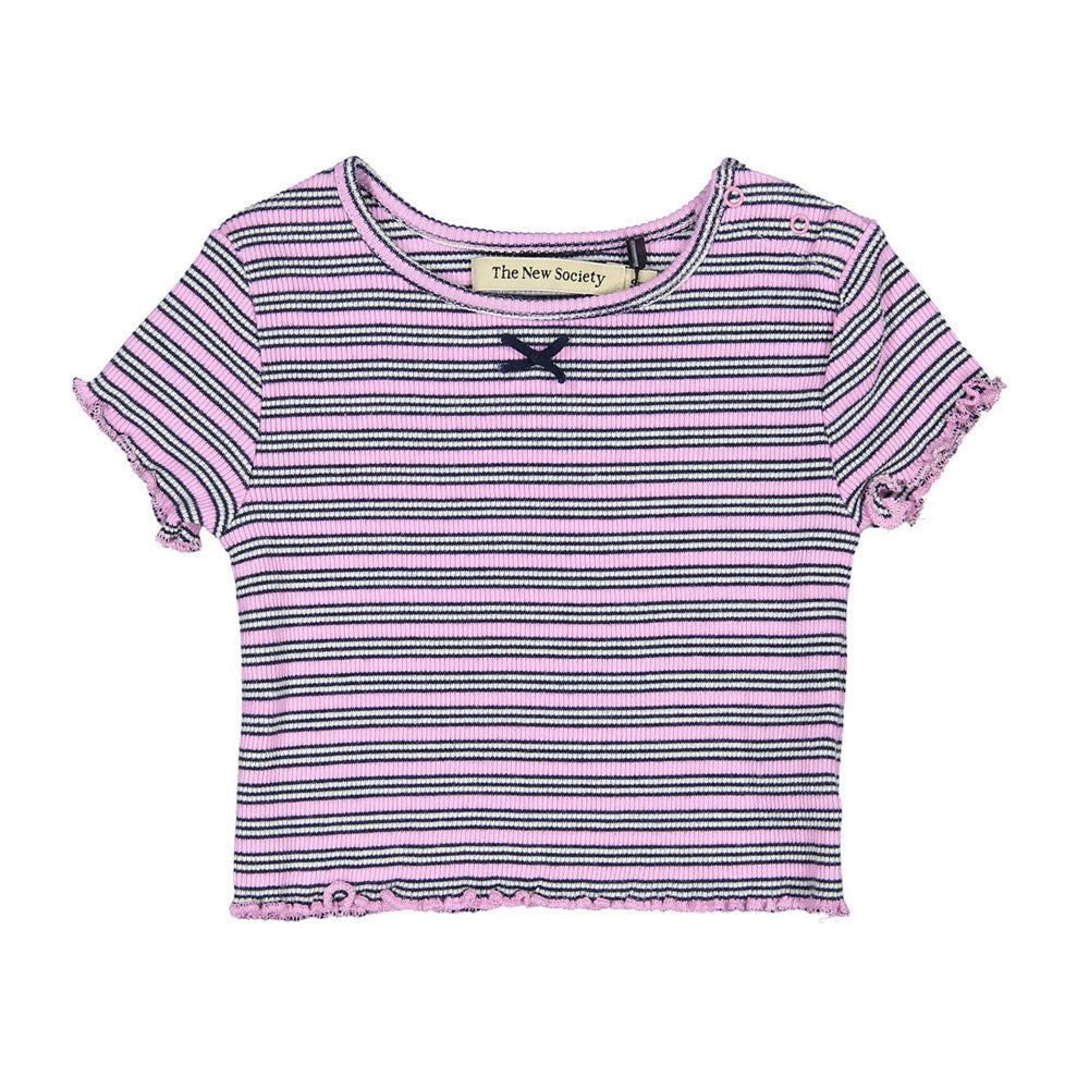 The New Society  Pink Lavander Mini Stripes TNS Rib Baby Tee