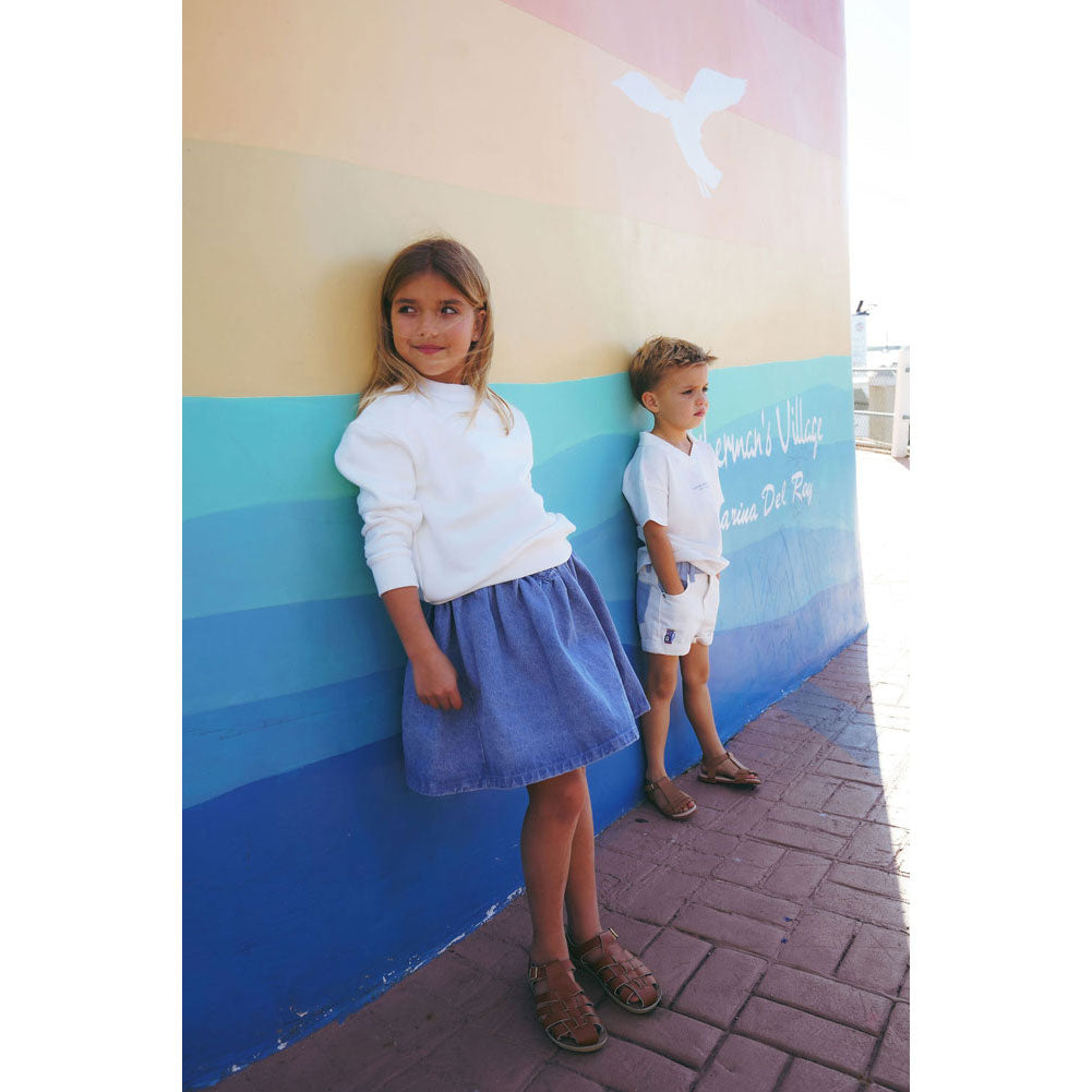 Calla Lili Blue Denim Nautical Skirt