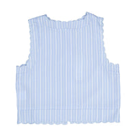 Ava and Lu Blue Pinstripe Scallop Top