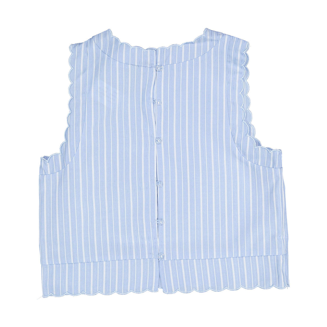 Ava and Lu Blue Pinstripe Scallop Top