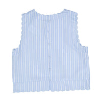 Ava and Lu Blue Pinstripe Scallop Top