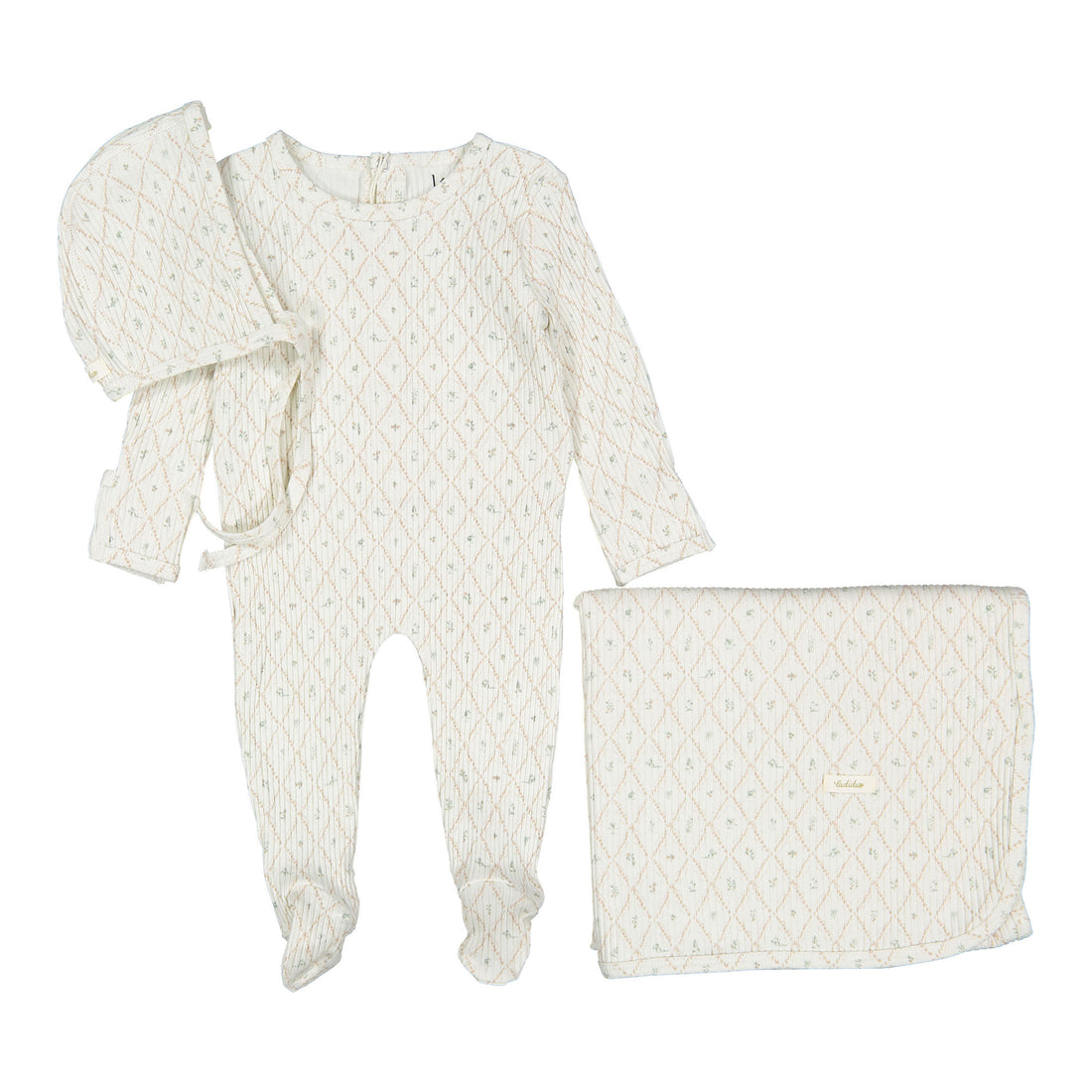 Ladida Layette Mauve Fairytale Romper + Bonnet + Blanket