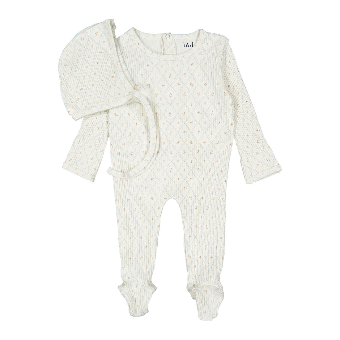 Ladida Layette Taupe Fairytale Romper + Bonnet