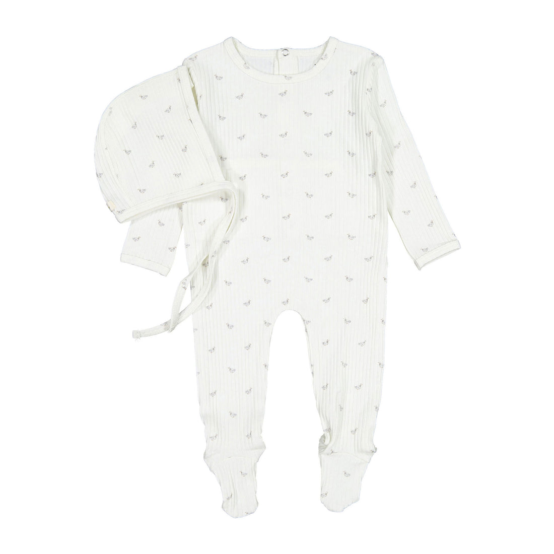 Ladida Layette Blue Duckling Romper + Bonnet