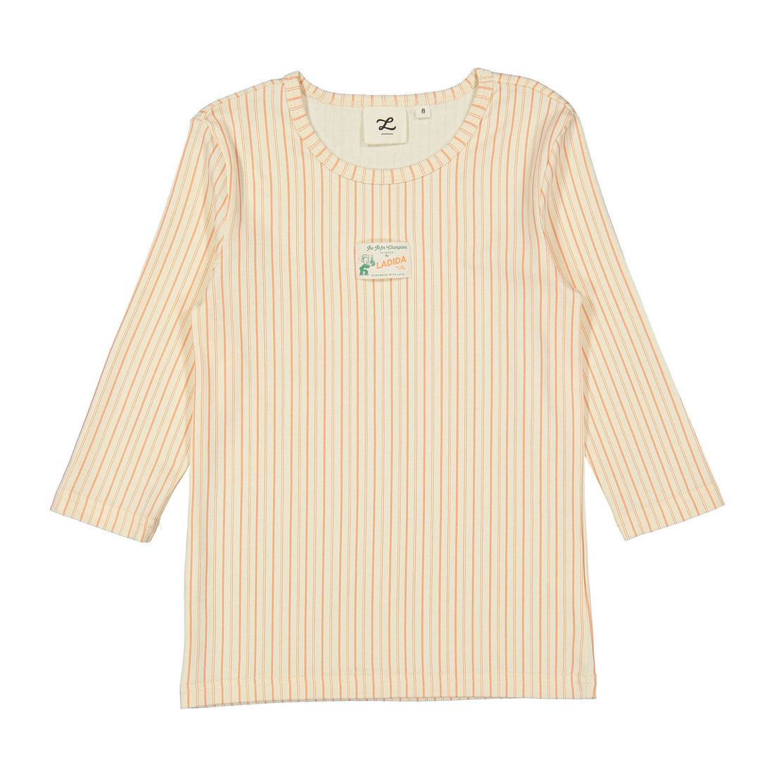 L by Ladida Funday Orange Striped 3/4 Sleeve Tee