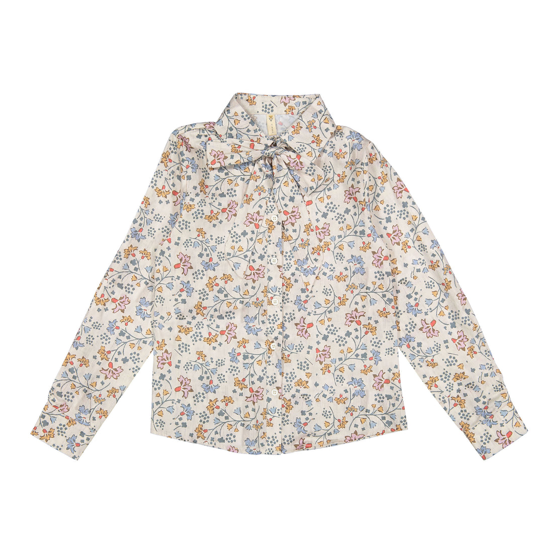 Ava and Lu Sketch Floral Tie Neck Blouse