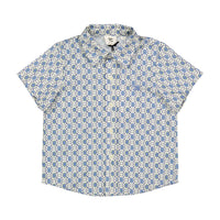 L by Ladida Blue Geo Collar Stretch Shirt