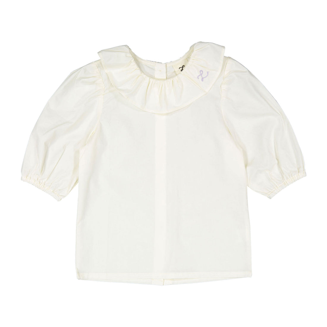 L by Ladida Cream Ruffle Collar 3/4 Sleeve  Blouse