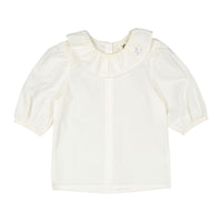 L by Ladida Cream Ruffle Collar 3/4 Sleeve  Blouse