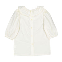 L by Ladida Cream Ruffle Collar 3/4 Sleeve  Blouse