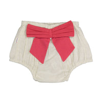 Yo Baby Ivory With Coral Bows Bloomer