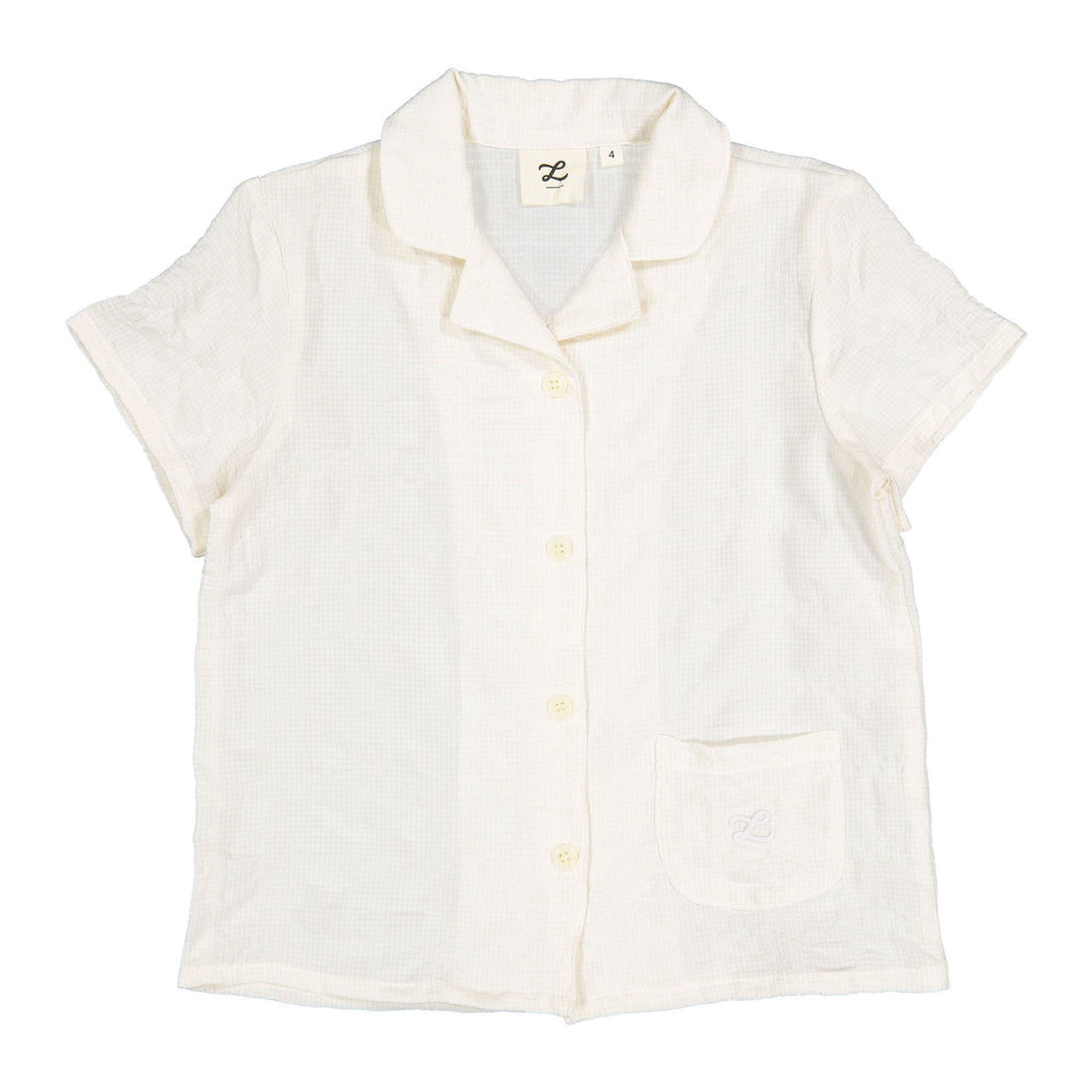 L by Ladida Cream Gingham Grandpa Shirt